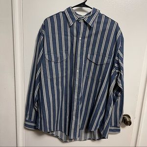 Vintage LL Bean Large Long Sleeve Button Up Shirt Striped